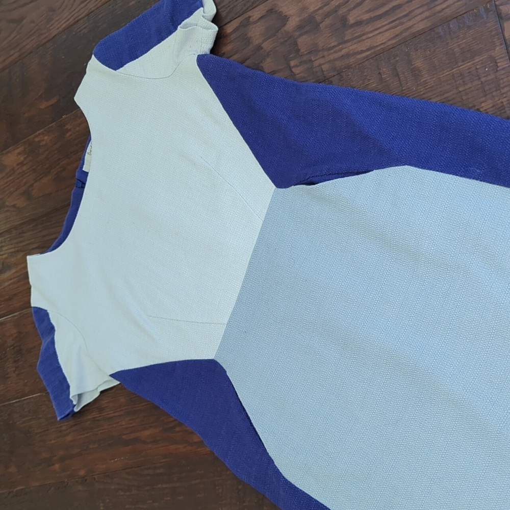BODEN I Blue and White Colorblock Mod Style Short Sleeve Mini Dress, 8P